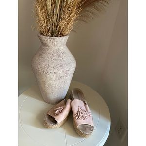 Blush Faux Suede Tassel Slides